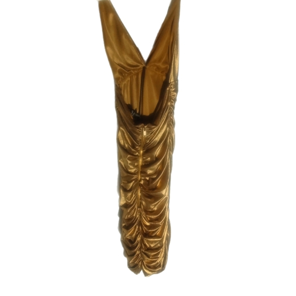 Gold Draped Halter Dress - Picture 2 of 3